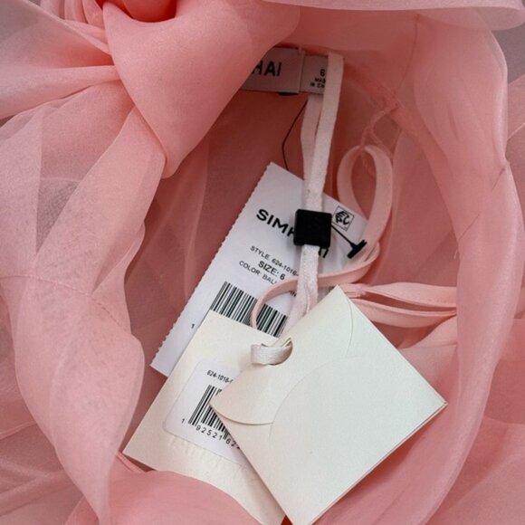 🆕 SIMKHAI 🧿 NWT Beaux Tiered Babydoll Mini Dress, Ballet Pink - Sz US 6 - Picture 14 of 16
